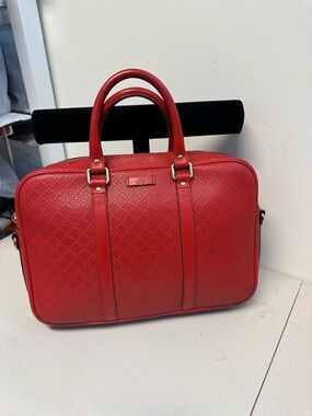 Gucci Red Leather Laptop Bag